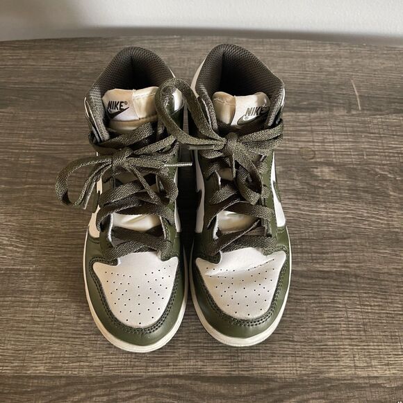 Nike Dunk High (PS)  Unisex Kid’s White Green Sneakers DD2314-105 Size 13C - Picture 6 of 8